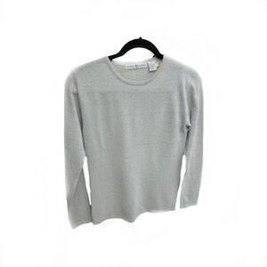 Vintage new Grey silver metallic long sleeve Bartell & Gordon top s-silk holiday